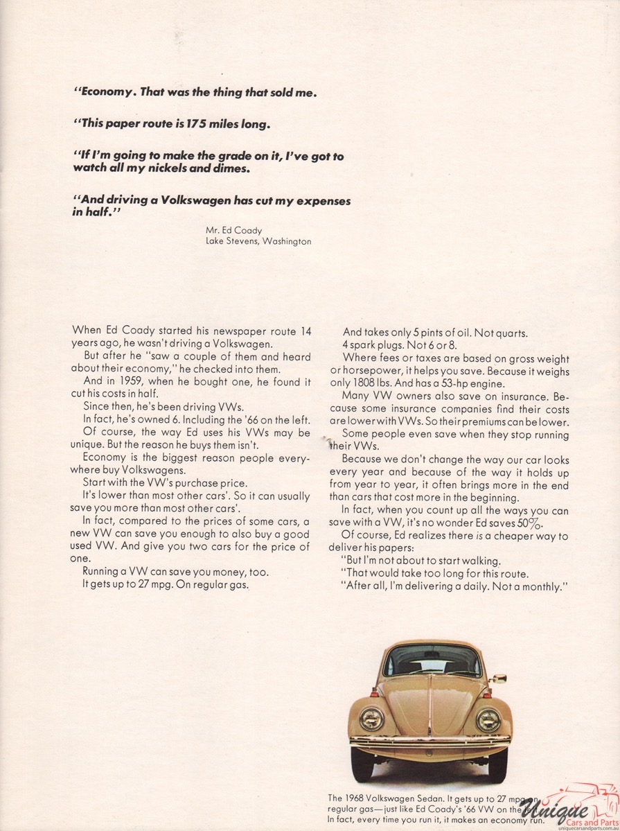 1968 Volkswagen Full Line Brochure Page 18